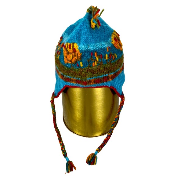 Lost Horizons Winter Ski Hat Ear Flaps Tassels Wool Exterior Handmade in Nepal - Picture 1 of 6